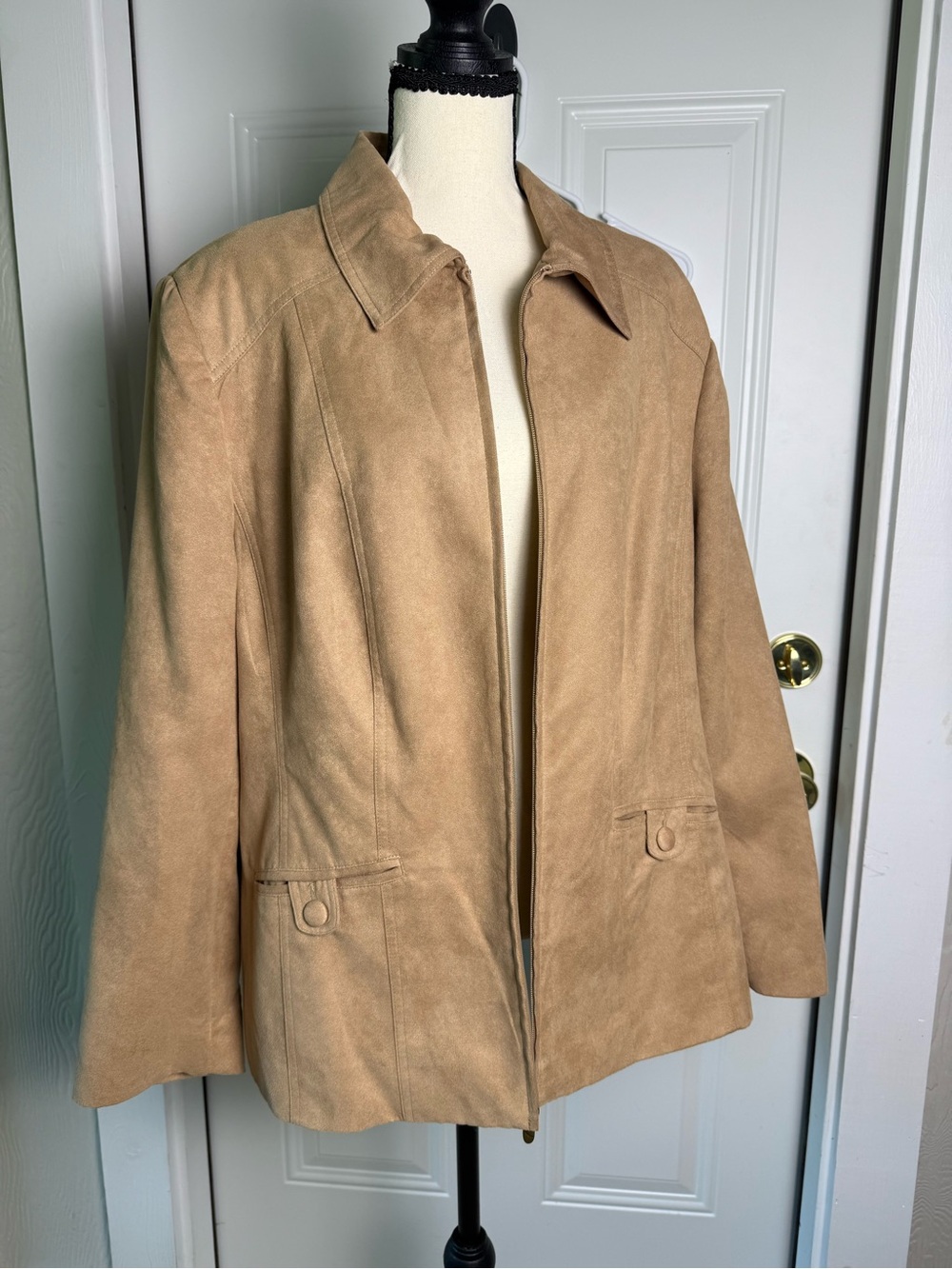 TanJay Women's Tan Suede Zip-Front Jacket